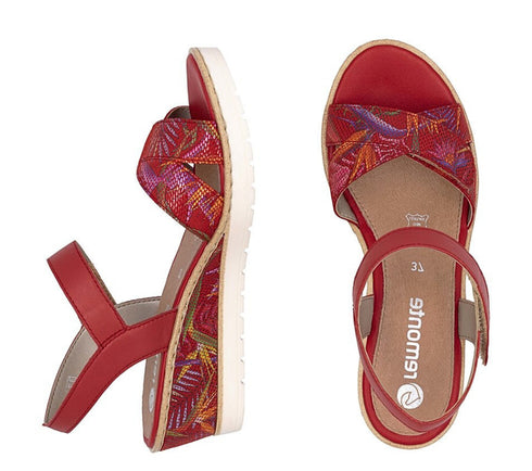Sandale casual, dama, REMONTE, R6252-33 rosu, piele ecologica